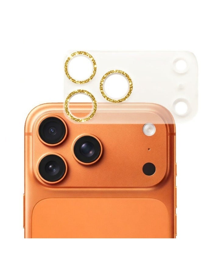 iPhone 17 PRO MAX Camera Lens Protector Ultra HD Clear, Anti-Scratch, Easy Installation, Sparkle and flash, No-Residue Adhesive, Compatible with Most Cases, Ultra-thin Tempered Glass, 1 Pack - Sparkle GOLD - Image 1